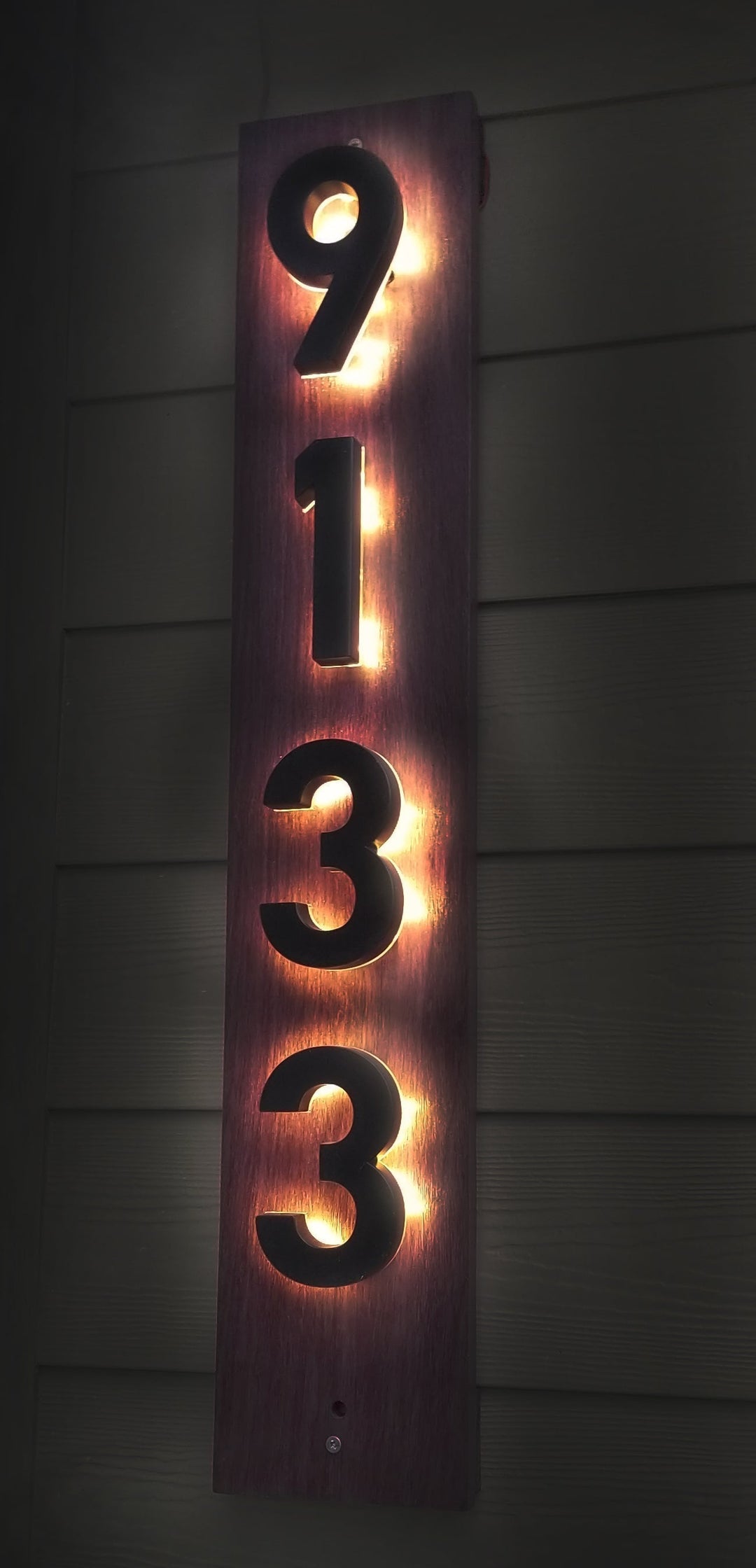 Purpleheart Mounting Board for LED Backlit House Numbers